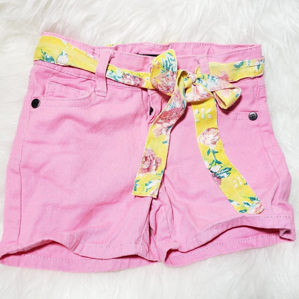 Toddler Girls Pink Shorts with a scarf waist tie